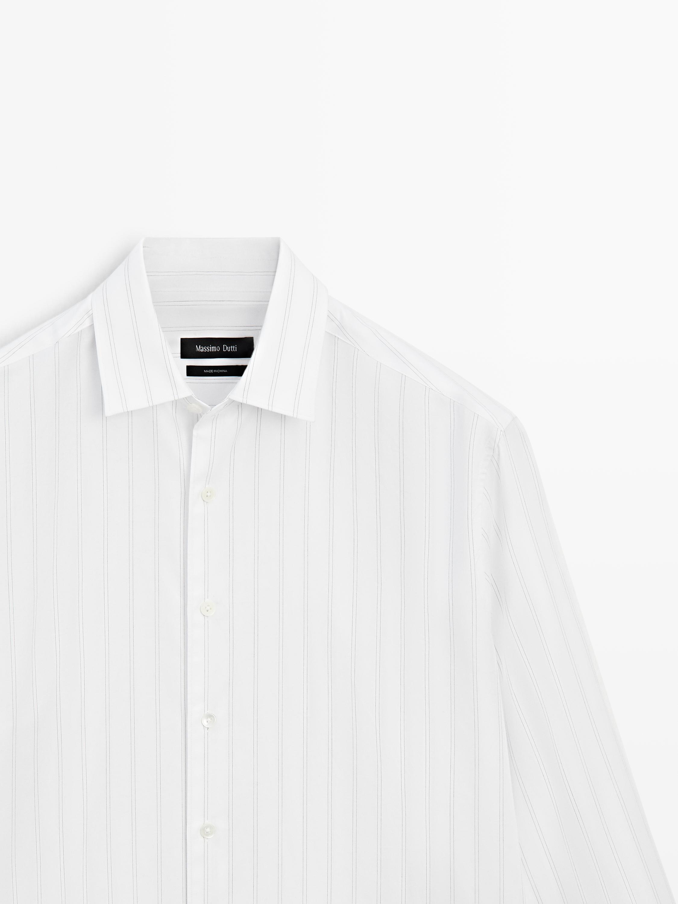 100% cotton regular fit striped shirt